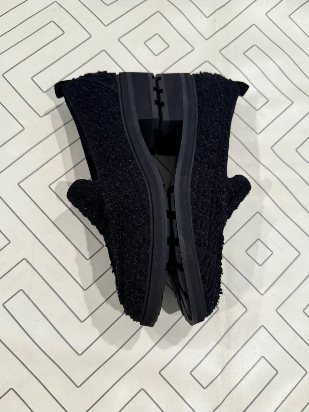 New Rothy's Lug Loafer in Boucle Black
